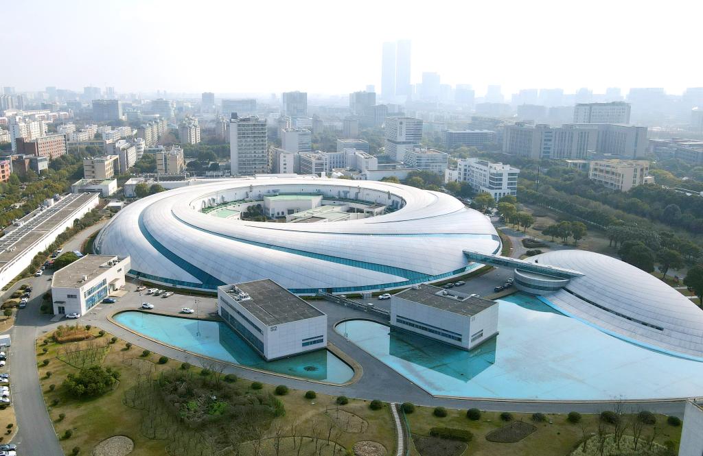 位于上海張江科學城的“上海光源”（2024年2月27日攝，無人機照片）。